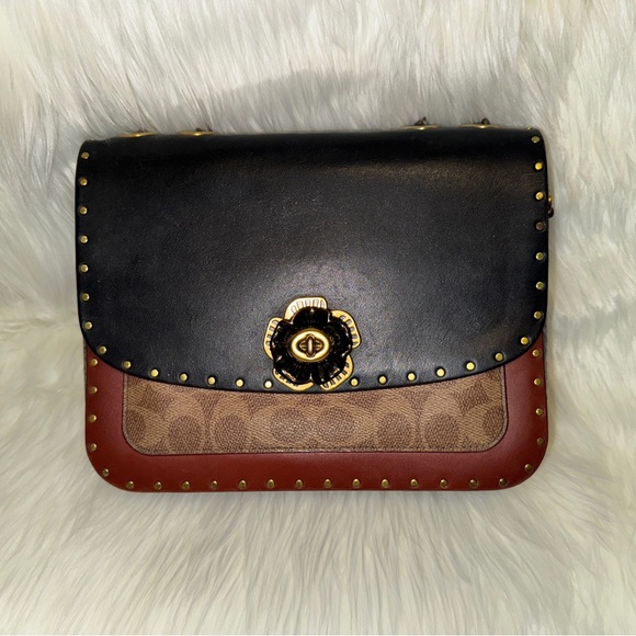 Coach Parker with Rivets and Snakeskin Purse - Picture 1 of 12